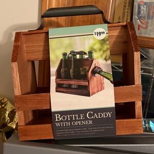 Wooden Bottle Caddy with Opener
